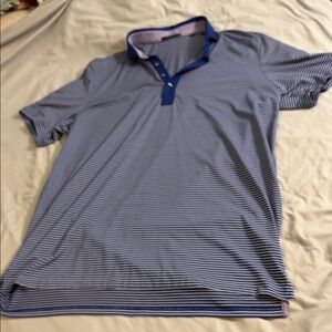 Greyson Navy Striped Polo Shirt